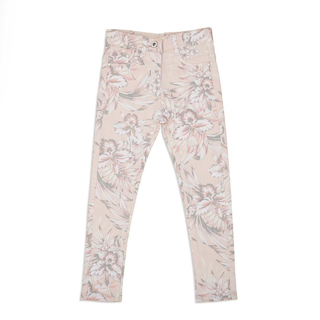 Peach Floral Girls Chinos